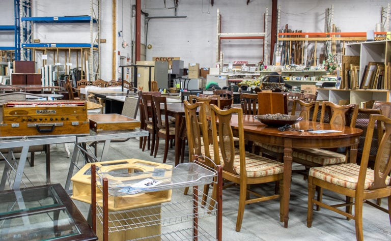 Furniture bank warehouse with stock ready for allocation